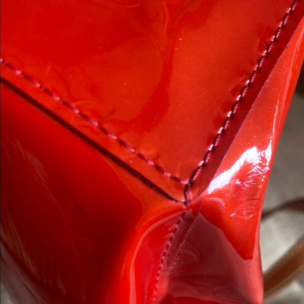 Louis Vuitton Red and Brown Patent Leather Tote - Picture 11 of 15